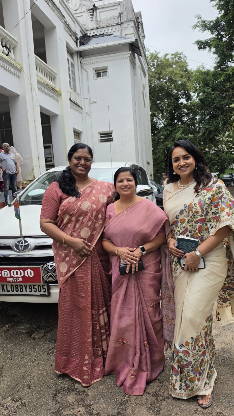 Lenaa Kumar with the Mayor of Thrissur and officials at the Thrissur Municipal Corporation